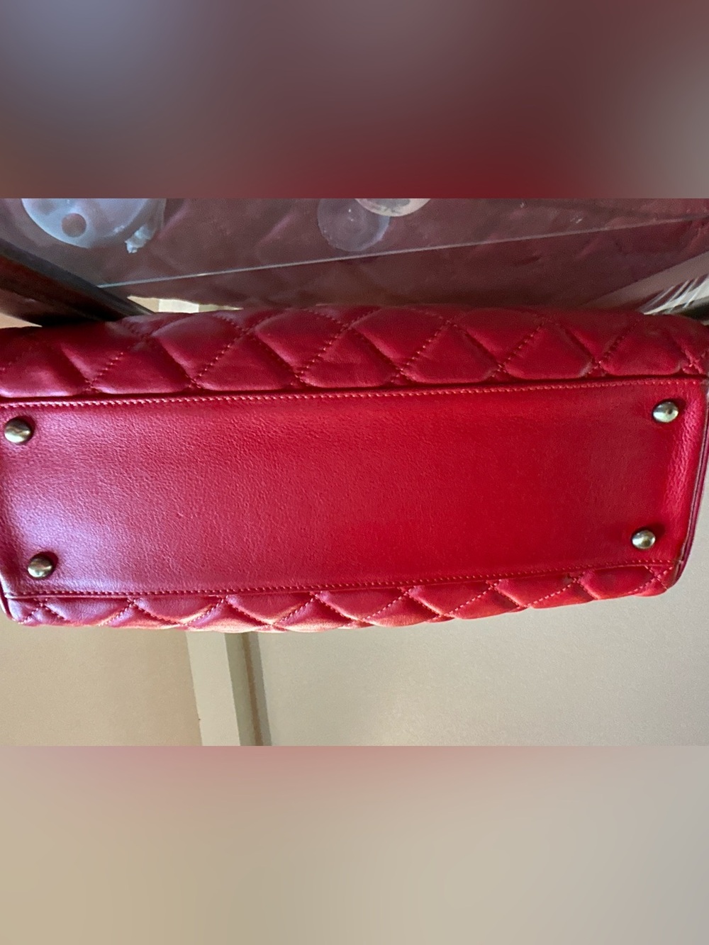 MCM Red Quilted Leather Small Chain Shoulder Bag - Picture 3 of 9